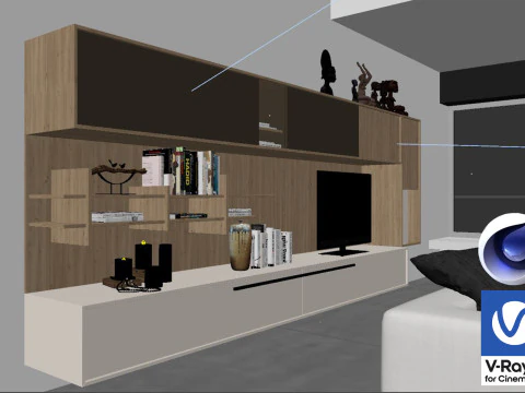 Living room 03 Vray6 - C4D 3D Model
