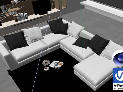 Living room 03 Vray6 - C4D 3Dモデル