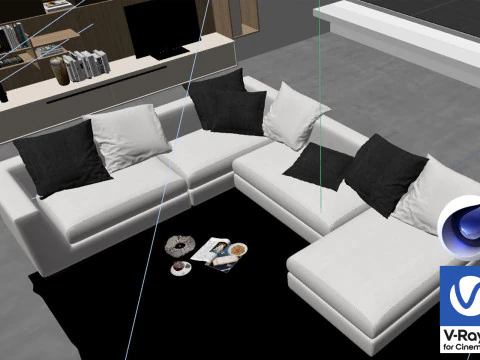 Living room 03 Vray6 - C4D 3D Model