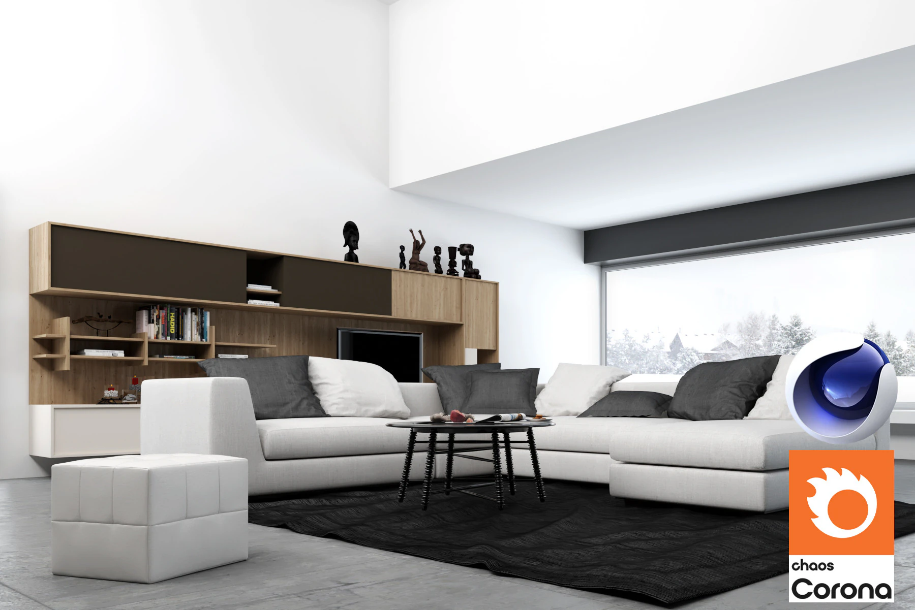 Living room 03 Corona - C4D 3D Model .c4d .max .obj .3ds .fbx .stl .blend 