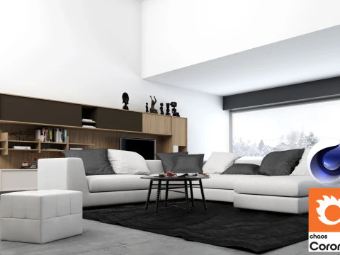 Wohnzimmer 03 Corona - C4D 3D Modell