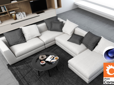 Living room 03 Corona - C4D Modèle 3D