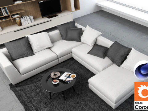 Living room 03 Corona - C4D 3D Model