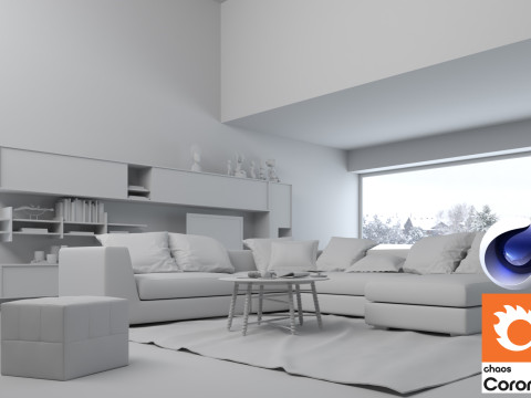 Living room 03 Corona - C4D Modèle 3D