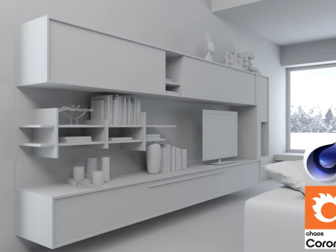 Living room 03 Corona - C4D 3D Model