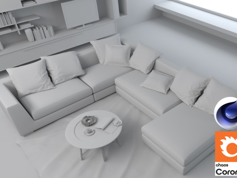 Living room 03 Corona - C4D Modèle 3D