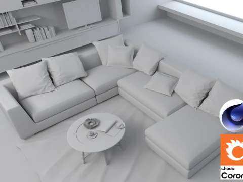 Living room 03 Corona - C4D 3D Model