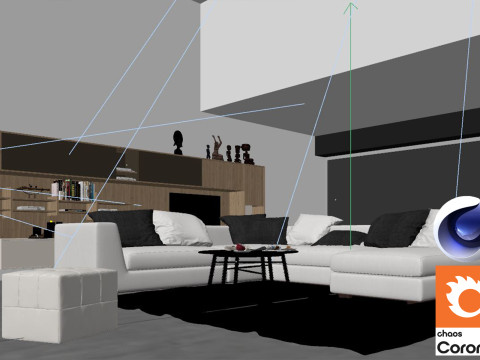 Living room 03 Corona - C4D Modèle 3D