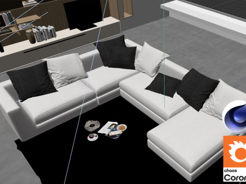 Living room 03 Corona - C4D Modèle 3D
