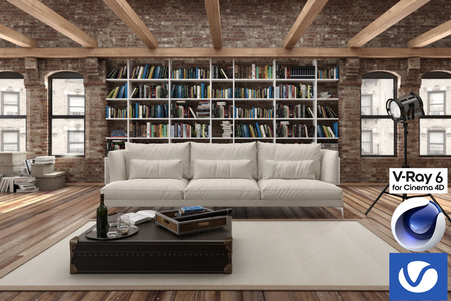 Living room 04 Vray6 - C4D 3D Model .c4d .max .obj .3ds .fbx .stl .blend 