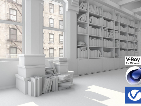 Living room 04 Vray6 - C4D 3D Модель