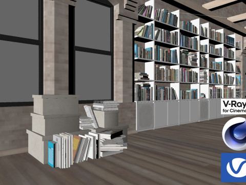 Living room 04 Vray6 - C4D 3D Модель