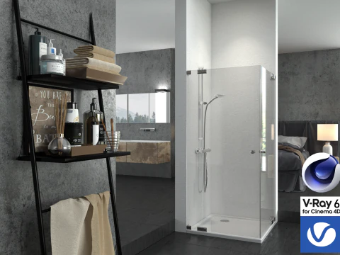 Bathroom 01 Vray6 - C4D 3D Model