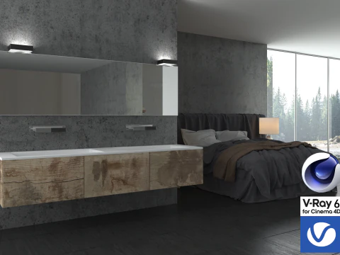 Bathroom 01 Vray6 - C4D 3D Model