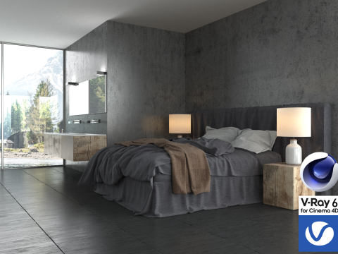 Bathroom 01 Vray6 - C4D Modello 3D