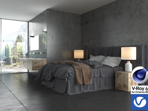 Bathroom 01 Vray6 - C4D 3D Model