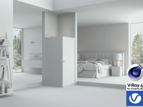 Bathroom 01 Vray6 - C4D 3D Model