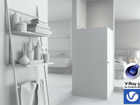 Bathroom 01 Vray6 - C4D Modello 3D