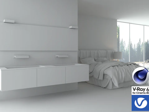 Bathroom 01 Vray6 - C4D 3D Model