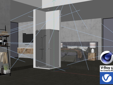 Bathroom 01 Vray6 - C4D Modello 3D