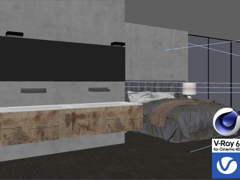 Bathroom 01 Vray6 - C4D Modello 3D
