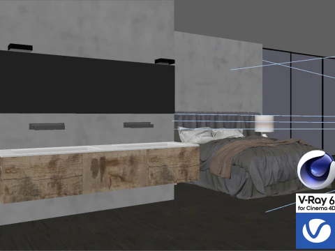 Bathroom 01 Vray6 - C4D 3D Model