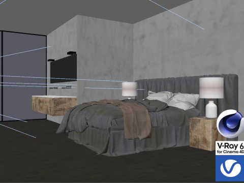 Bathroom 01 Vray6 - C4D 3D Model