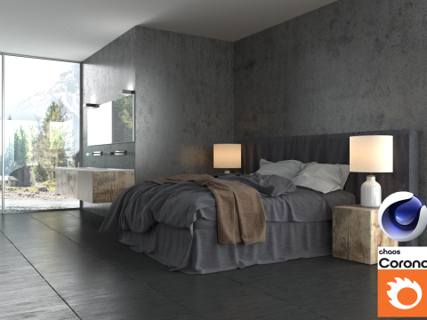 Bathroom 01 Corona - C4D 3D Model