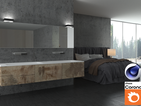 Bathroom 01 Corona - C4D 3D Model