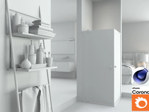 Bathroom 01 Corona - C4D 3D Model