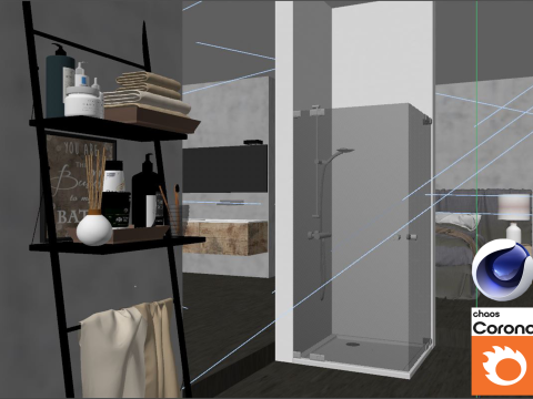 Bathroom 01 Corona - C4D 3D Model