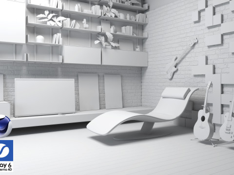 Living room 05 Vray6 - C4D 3D मॉडल