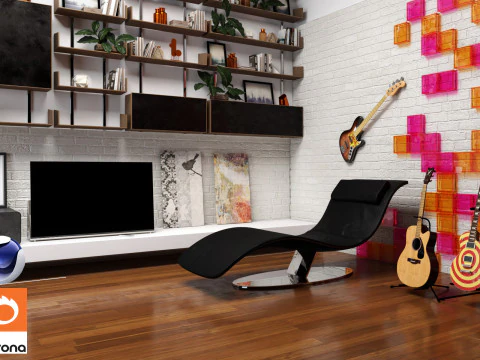 Living room 05 Corona - C4D 3D Model