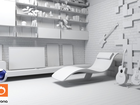 Living room 05 Corona - C4D 3D Model