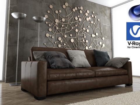 Living room 06 Vray6 - C4D 3D 모델