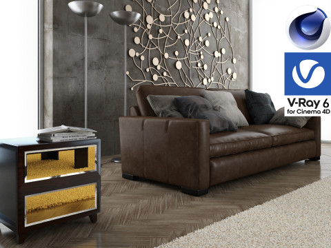 Living room 06 Vray6 - C4D 3D 모델