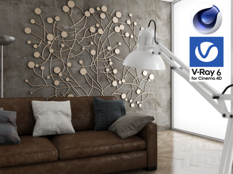 Living room 06 Vray6 - C4D 3D 모델