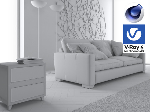 Living room 06 Vray6 - C4D 3D 모델