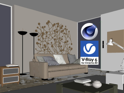 Living room 06 Vray6 - C4D 3D 모델