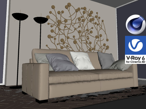 Living room 06 Vray6 - C4D 3D 모델