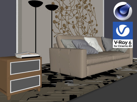 Living room 06 Vray6 - C4D 3D 모델