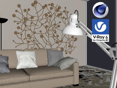 Living room 06 Vray6 - C4D 3D 모델