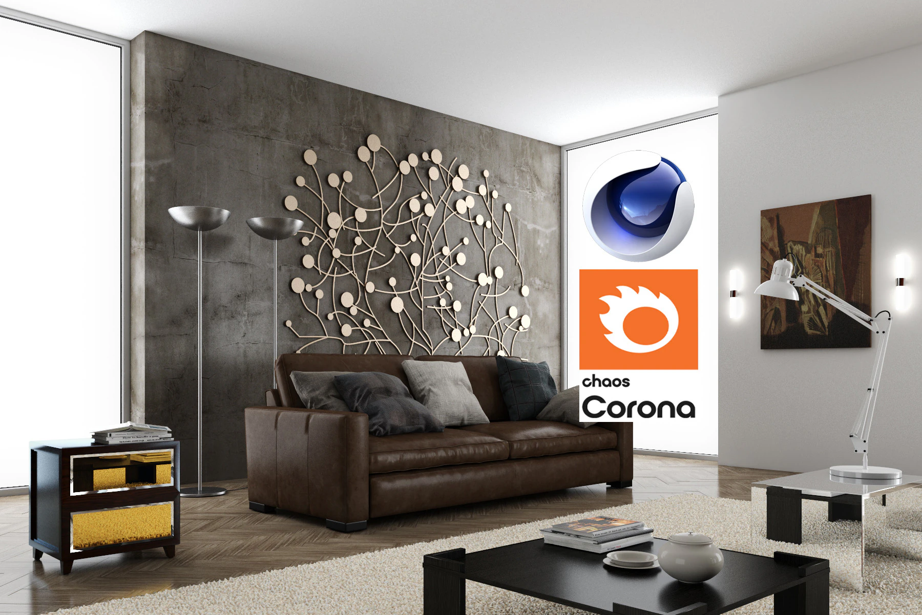 Living room 06 Corona - C4D 3D Model .c4d .max .obj .3ds .fbx .stl .blend 