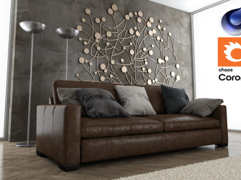 Living room 06 Corona - C4D 3D Модель