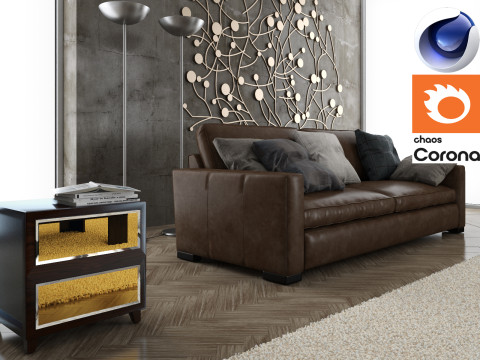 Living room 06 Corona - C4D 3D Модель