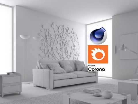 Living room 06 Corona - C4D 3D Модель