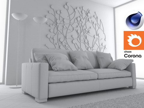 Living room 06 Corona - C4D 3D Модель