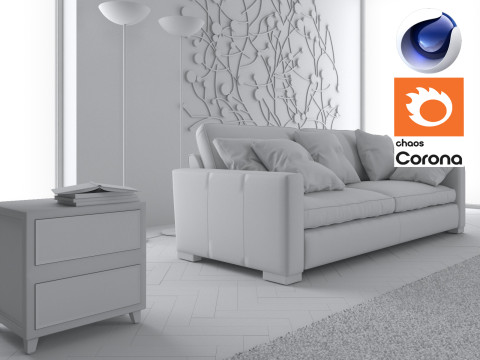 Living room 06 Corona - C4D 3D Модель