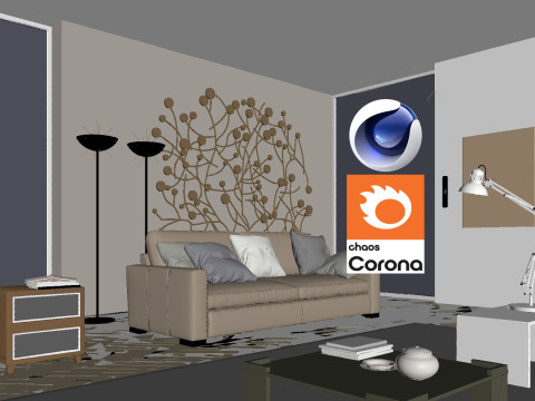 Living room 06 Corona - C4D 3D Модель