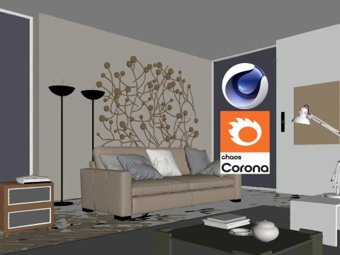 Living room 06 Corona - C4D 3D Model